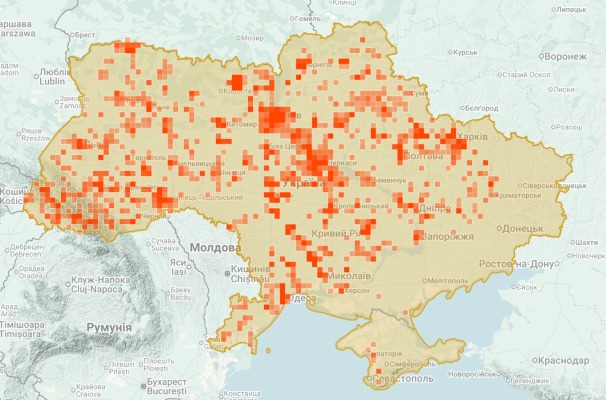 Карта України з результатами біобліцу